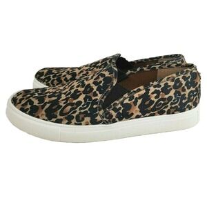 Steve Madden Womens 8.5M Animal Print Tan Black Gills-A Sneakers